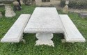 RECONSTITUTED STONE TABLE AND BENCHES - Garden antiquities